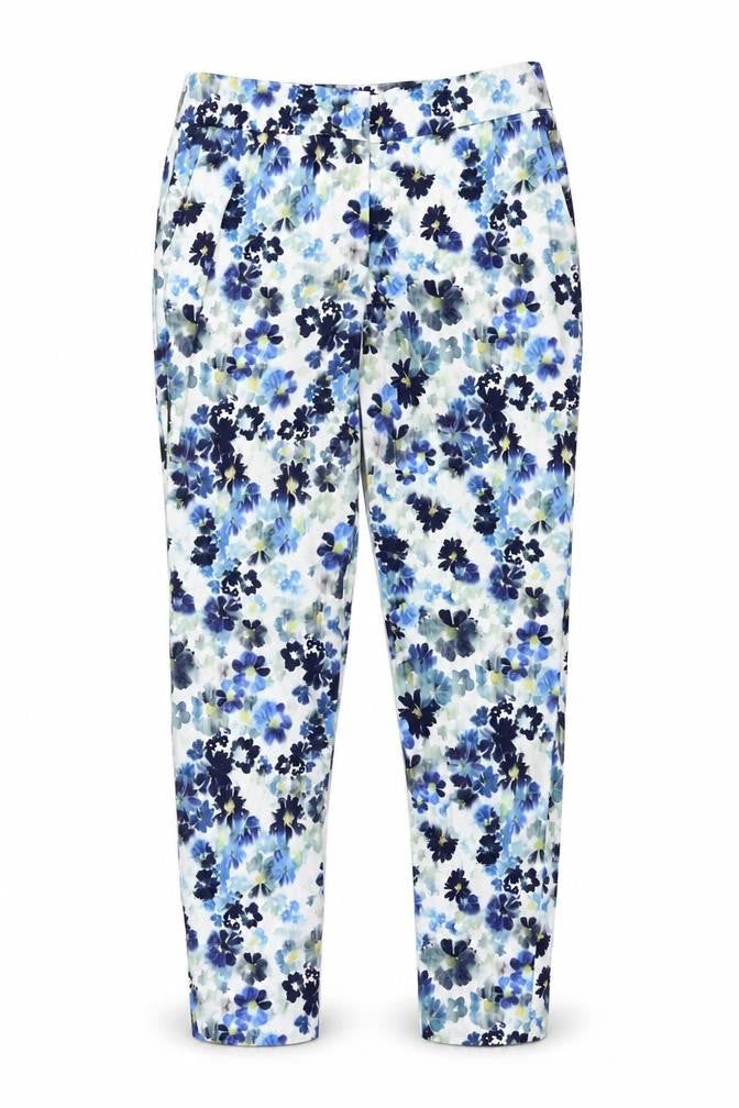 Warehouse  Womens Blue Floral  Trousers  Size 6 L24 in