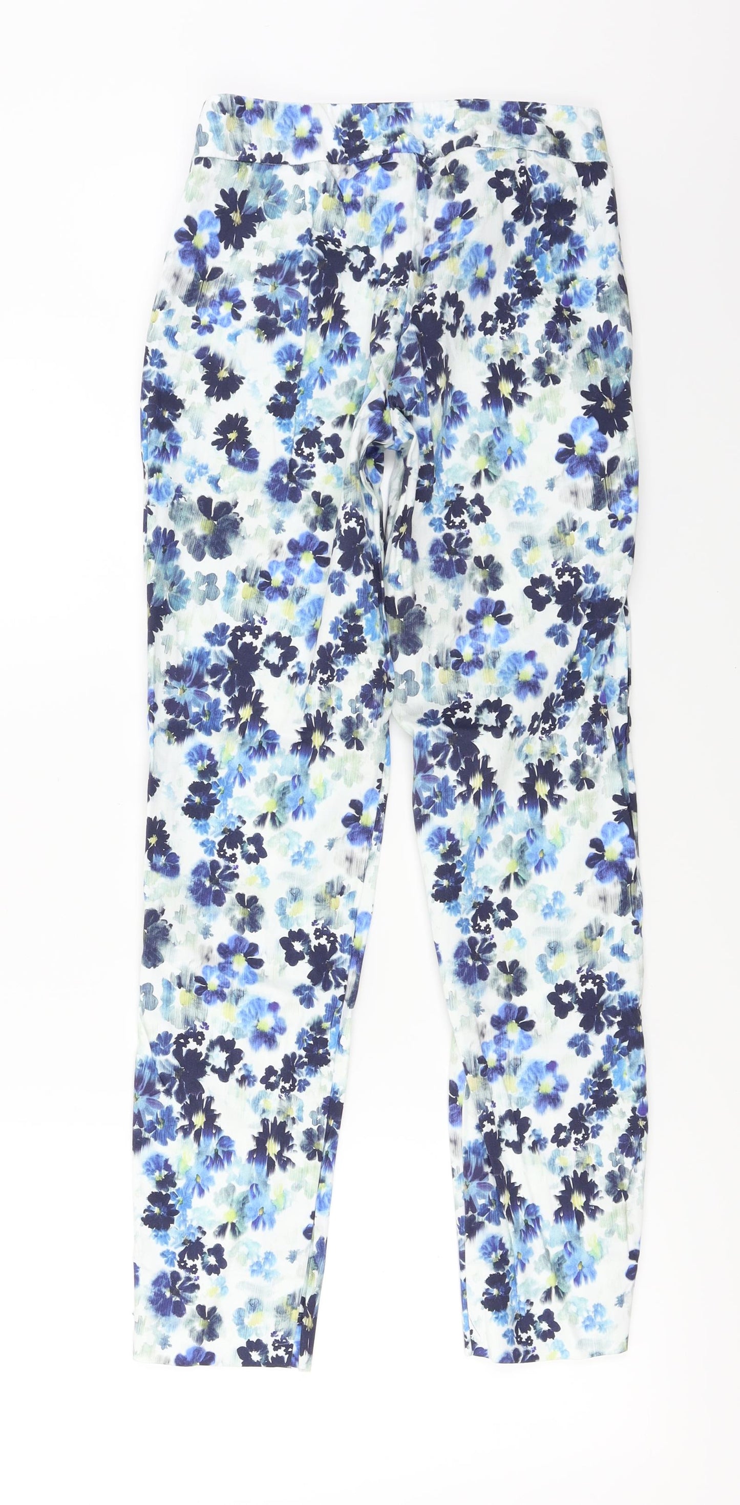 Warehouse  Womens Blue Floral  Trousers  Size 6 L24 in
