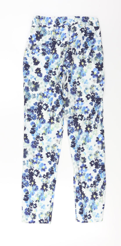 Warehouse  Womens Blue Floral  Trousers  Size 6 L24 in