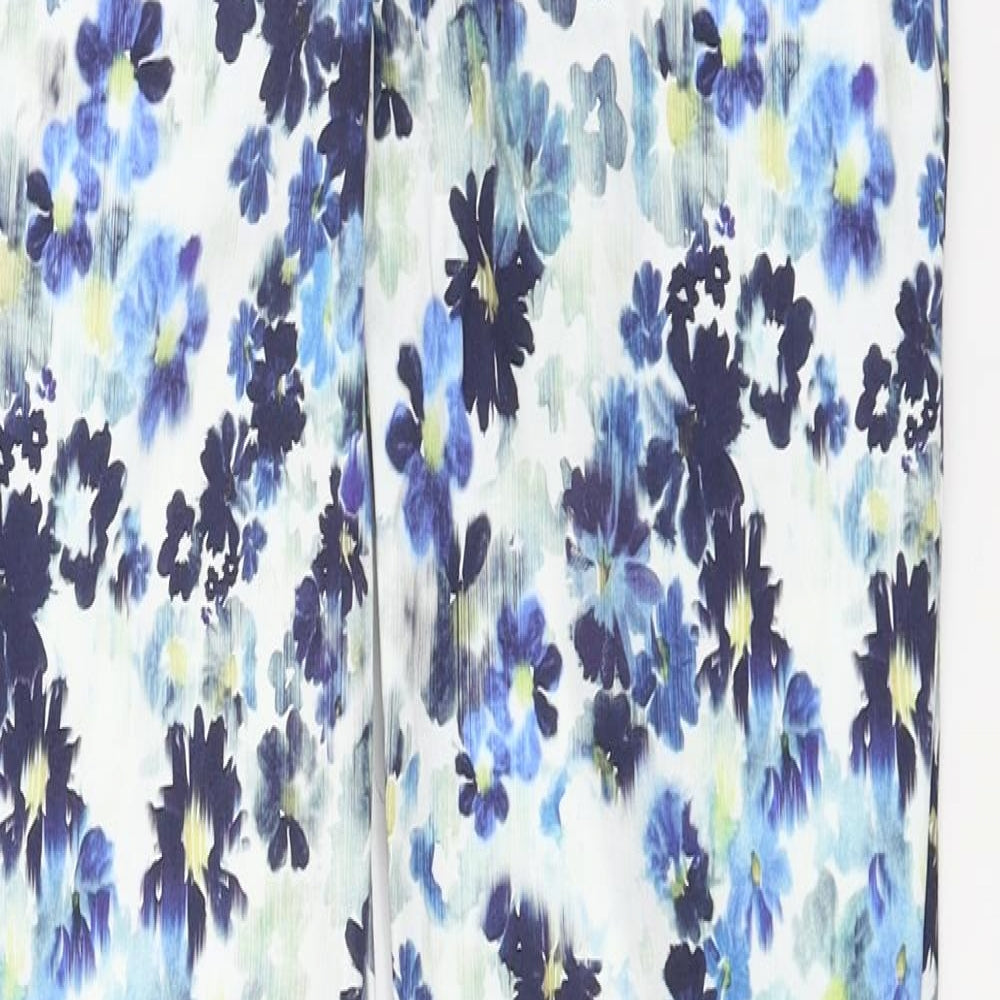 Warehouse  Womens Blue Floral  Trousers  Size 6 L24 in