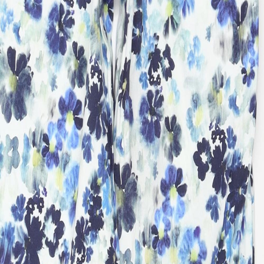 Warehouse  Womens Blue Floral  Trousers  Size 6 L24 in