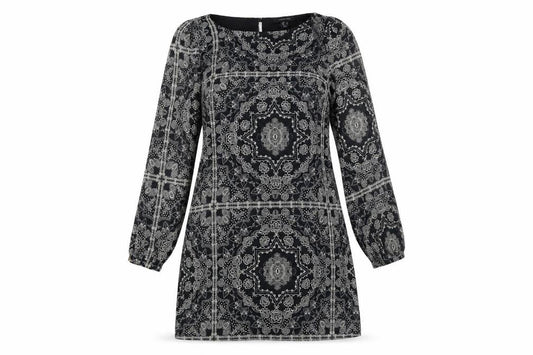 Atmosphere  Womens Black Fair Isle  A-Line  Size 10