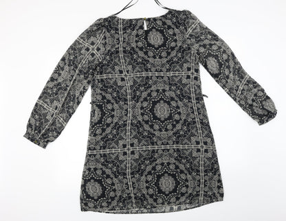 Back view of Atmosphere women’s black fair isle a-line, size UK 10