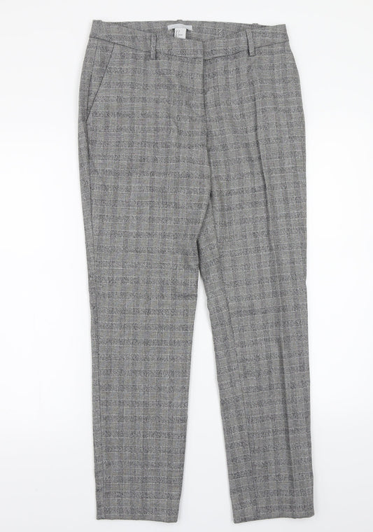 H&M Womens Grey Check  Trousers  Size 6 L26 in