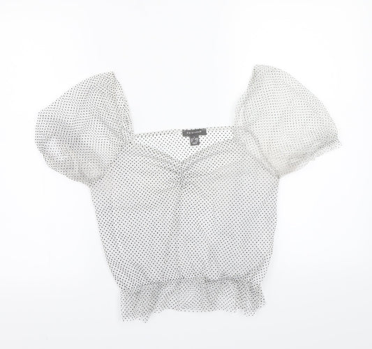 Primark Girls White Polka Dot  Basic T-Shirt Size S