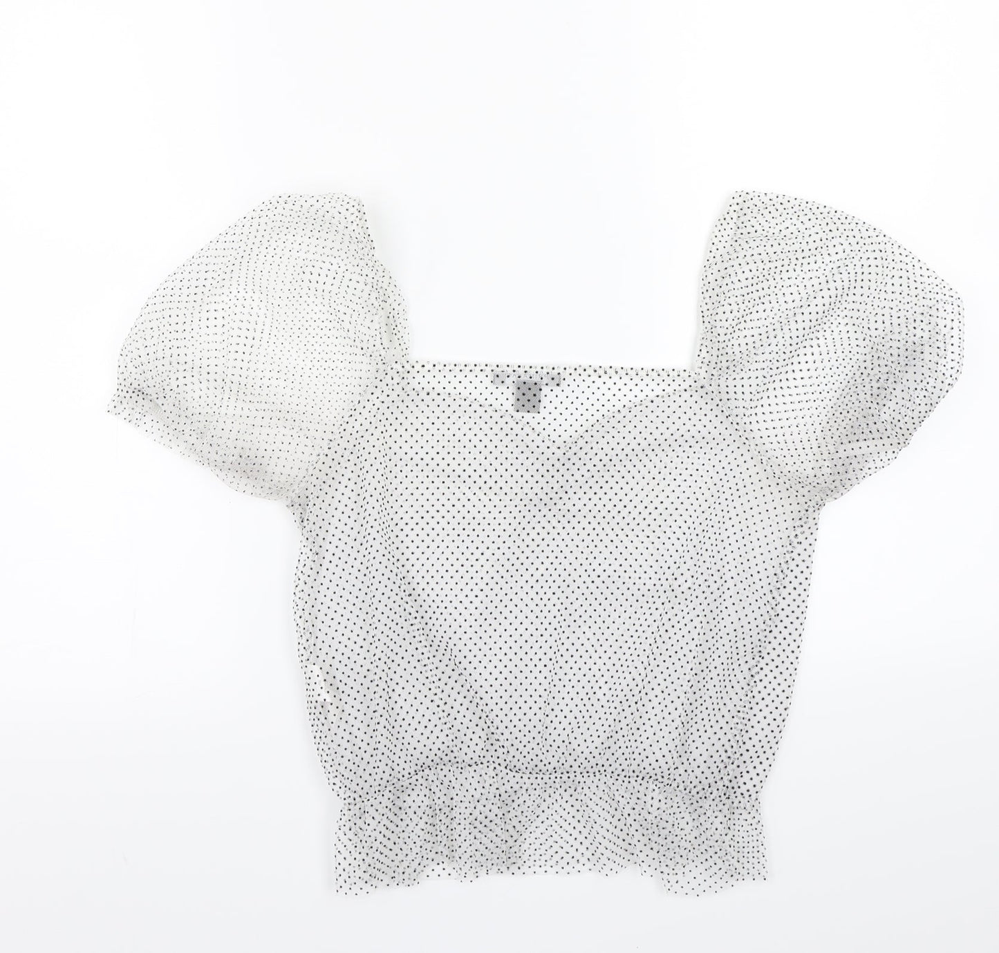 Primark Girls White Polka Dot  Basic T-Shirt Size S