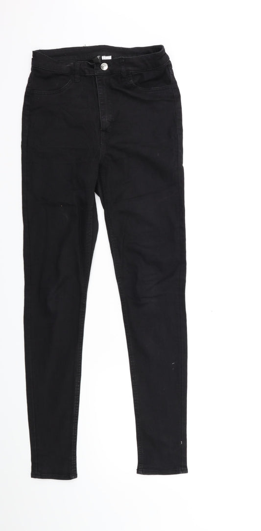 H&M Womens Black  Denim Skinny Jeans Size 12 L28 in