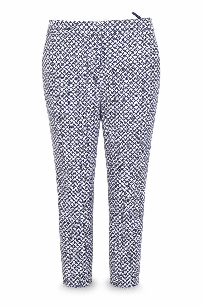 TU Womens Blue Geometric  Trousers  Size 10 L25 in
