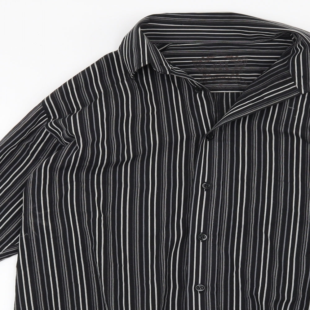 Cedar Wood State Mens Black Striped   Button-Up Size M