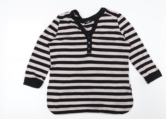 Wallis Womens Brown Striped  Basic Blouse Size M