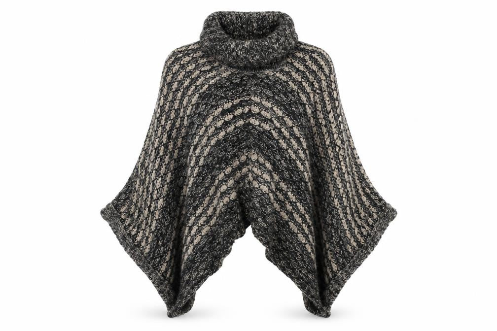 Preworn Womens Grey Striped  Jacket Poncho One Size