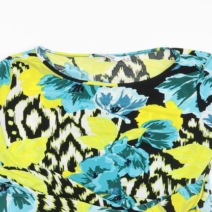 Preloved Debenhams Womens Yellow Floral  Basic Blouse Size 12 - Detail
