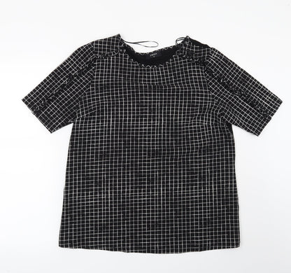 Preloved Papaya Womens Black Check  Basic Blouse Size 12 - Front