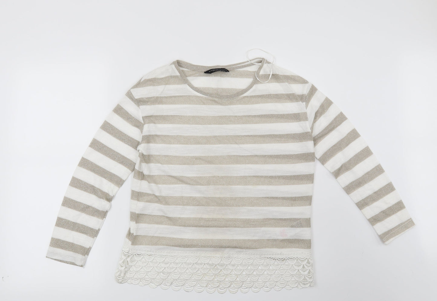 Dorothy Perkins Womens White Striped  Pullover Jumper Size 12