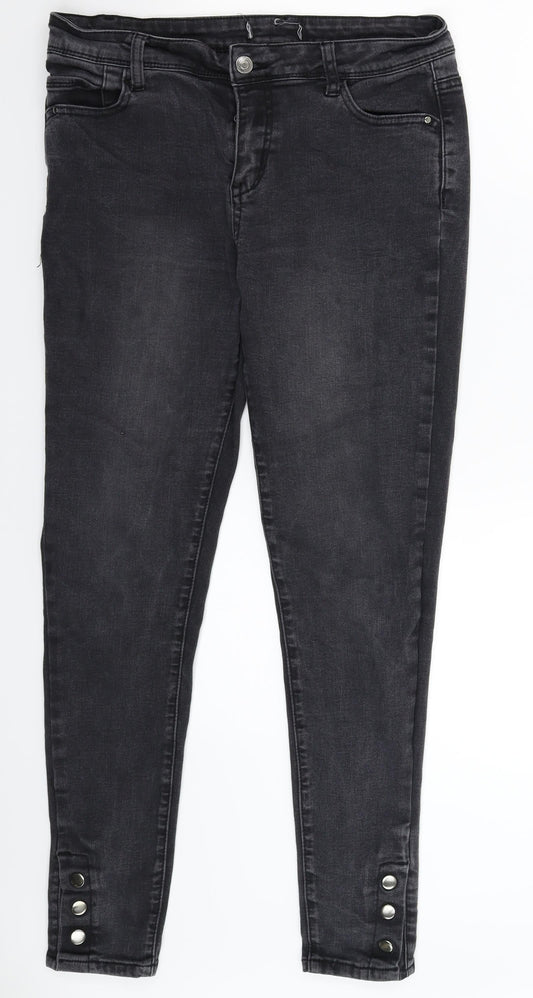 Preworn Womens Black  Denim Skinny Jeans Size 32 L27 in