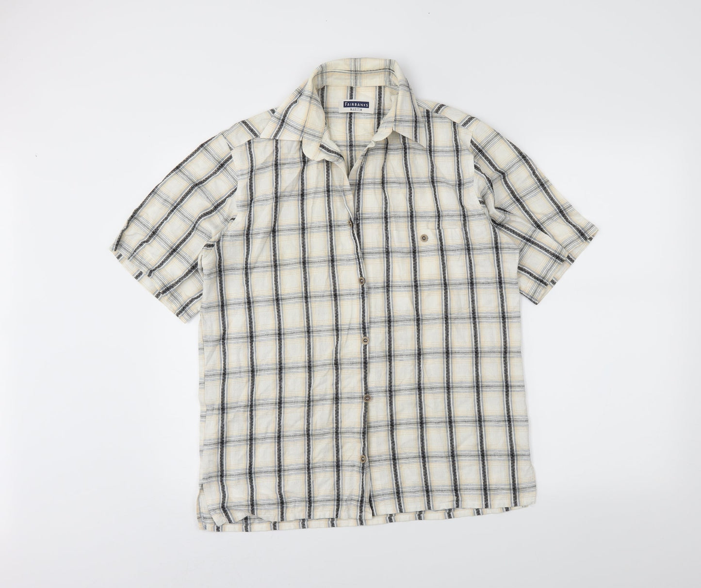 fairbanks Mens Ivory Plaid   Button-Up Size M