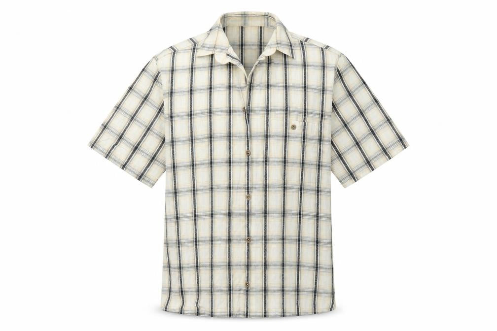 fairbanks Mens Ivory Plaid   Button-Up Size M