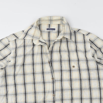 fairbanks Mens Ivory Plaid   Button-Up Size M