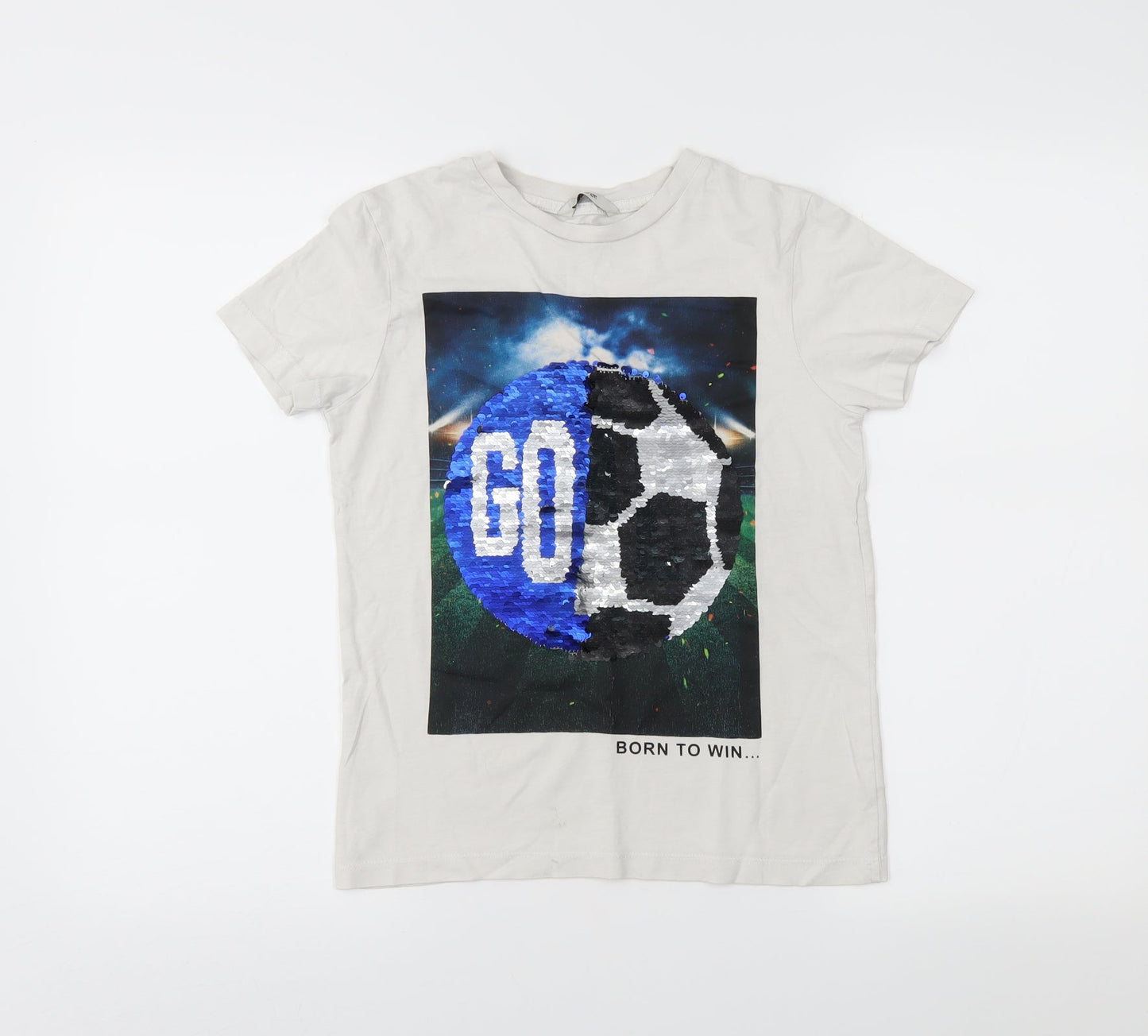 George Boys White   Basic T-Shirt Size 9-10 Years  - Reversible sequins
