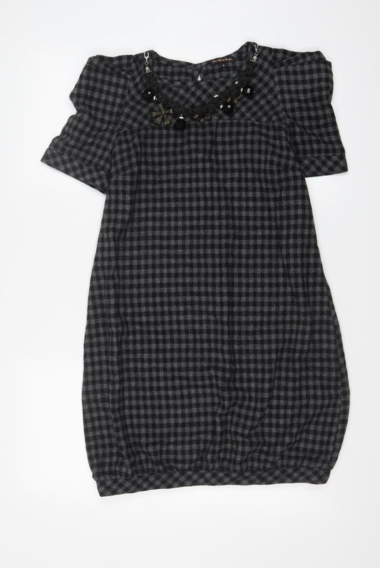 Preworn Womens Black Check  A-Line  Size 8