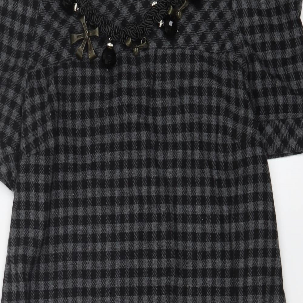 Preworn Womens Black Check  A-Line  Size 8