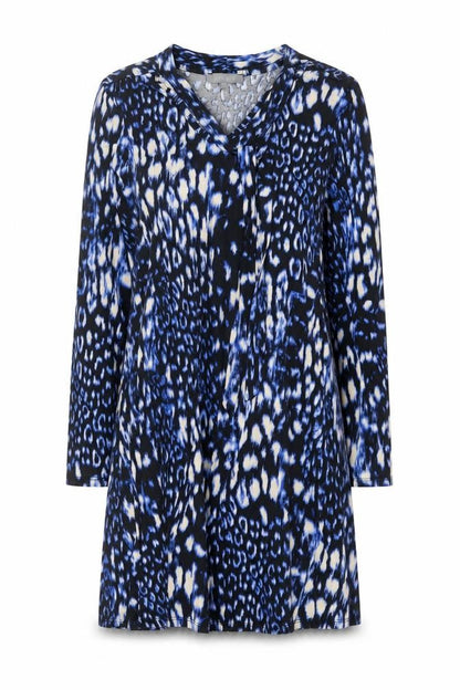 Front view of Principles women’s blue animal print shift, size UK 10