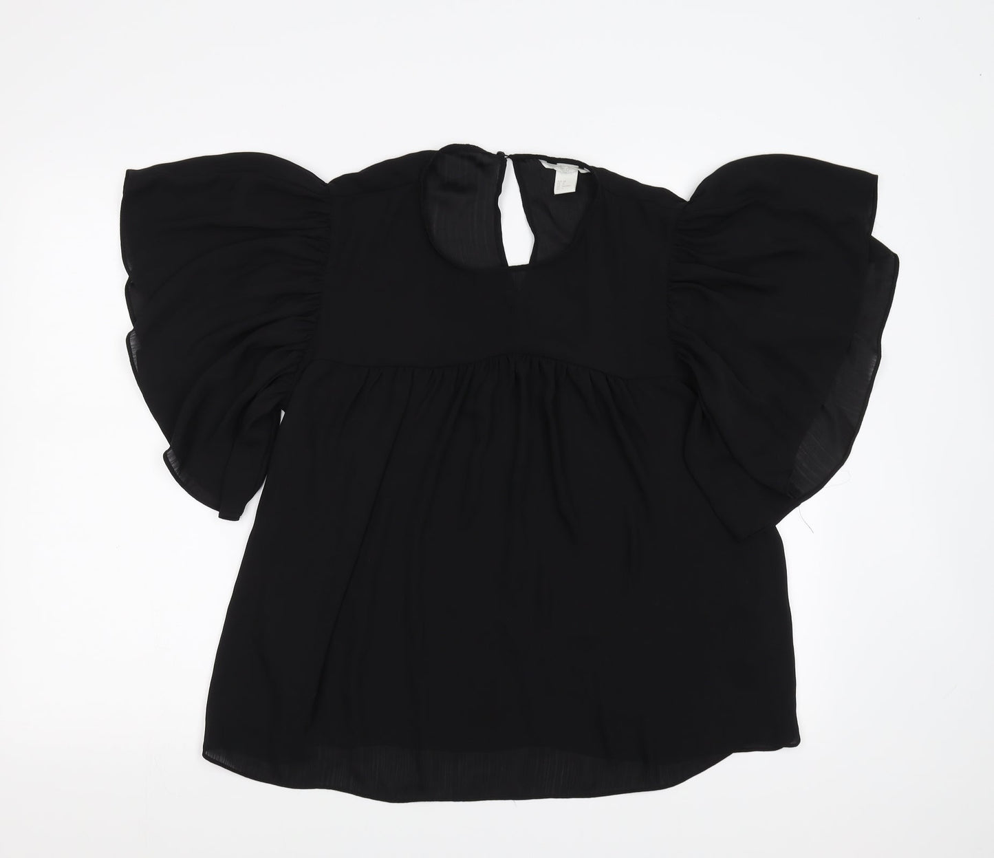 H&M Womens Black   Basic Blouse Size 10  - Sheer