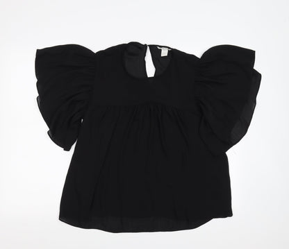 H&M Womens Black   Basic Blouse Size 10  - Sheer