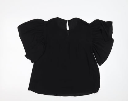 H&M Womens Black   Basic Blouse Size 10  - Sheer