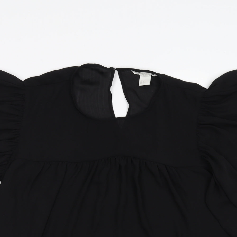 H&M Womens Black   Basic Blouse Size 10  - Sheer