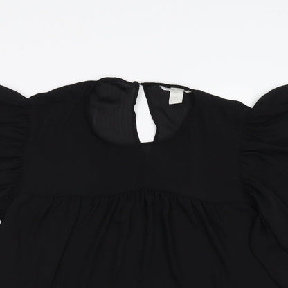 H&M Womens Black   Basic Blouse Size 10  - Sheer