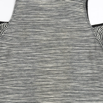 Zara Womens Black Striped  Basic Blouse Size L  - cold shoulder