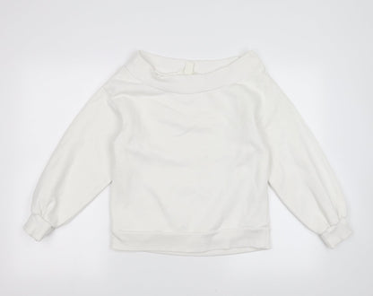 H&M Womens White   Pullover Sweatshirt Size S
