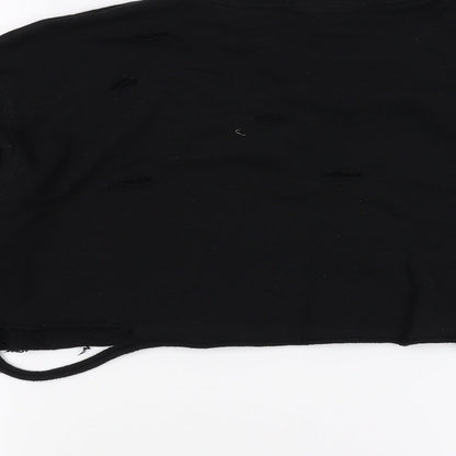 Preloved FOREVER 21 Womens Black   Pullover Sweatshirt Size M  - cropped distressed - Label