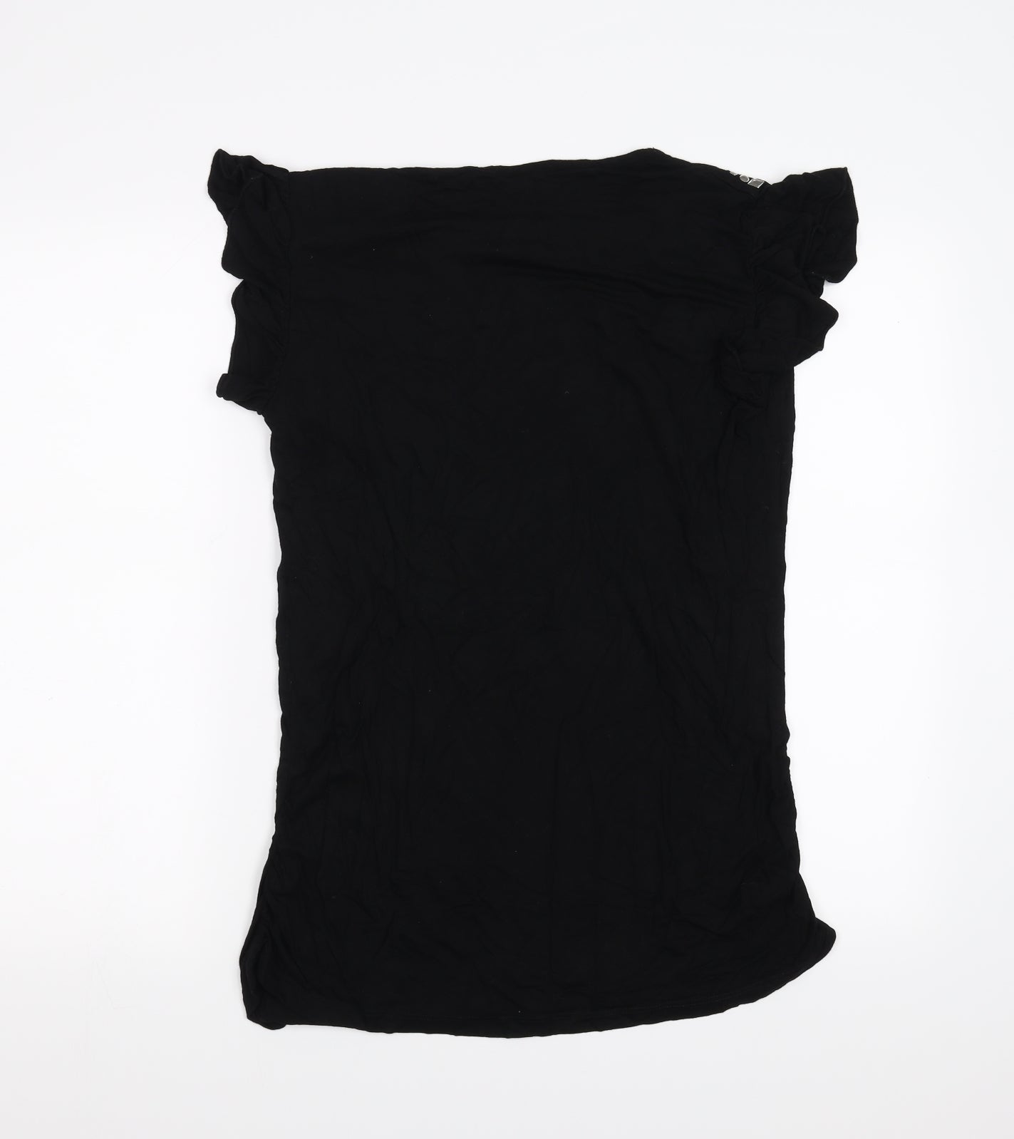 Yessica Womens Black   Basic Blouse Size L  - beaded shoulder