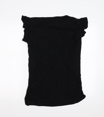 Yessica Womens Black   Basic Blouse Size L  - beaded shoulder