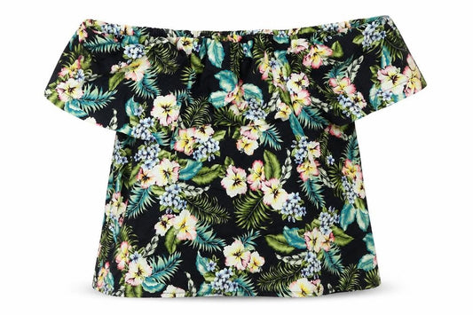 Topshop Womens Black Floral  Tunic Blouse Size 10