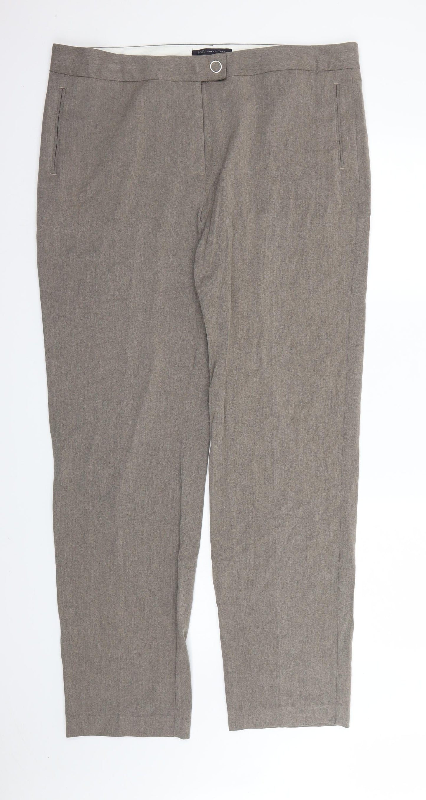 Marks and Spencer Womens Brown  Rayon Dress Pants Trousers Size 18 L32 in