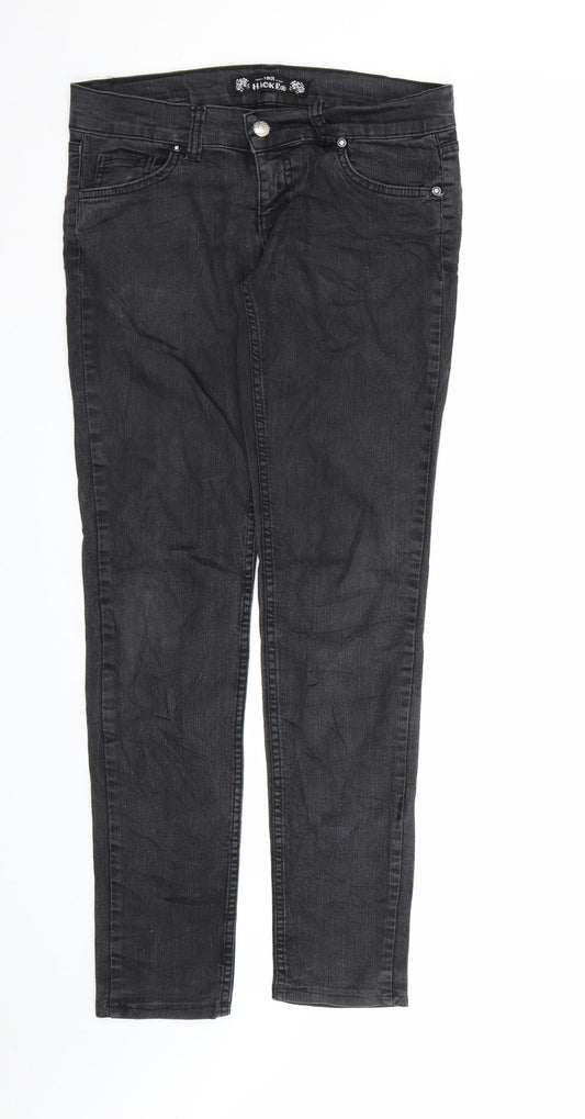 Preloved Hacker Womens Black  Denim Skinny Jeans Size 31 in L34 in - Front
