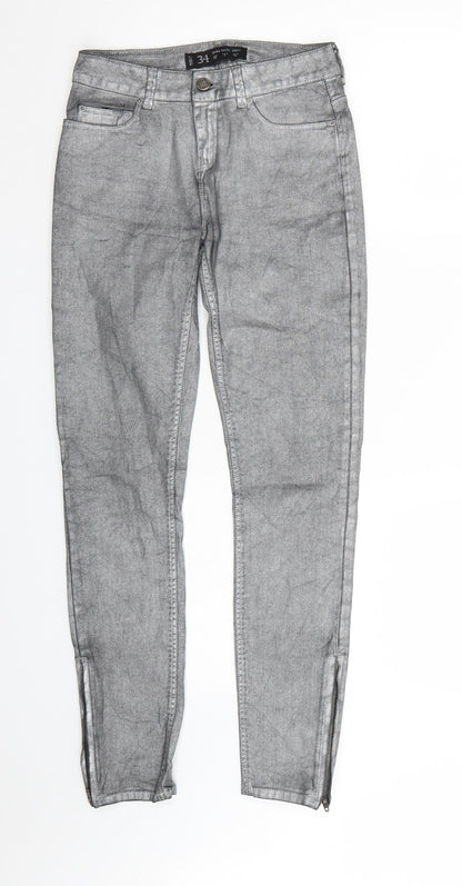 Preloved Zara Basic Womens Silver  Denim Skinny Jeans Size 6 L29 in - Front