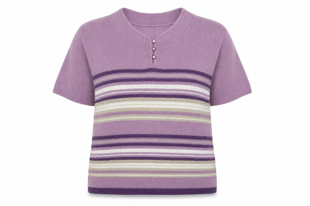 BM collection Womens Purple Striped Knit Pullover Jumper Size L