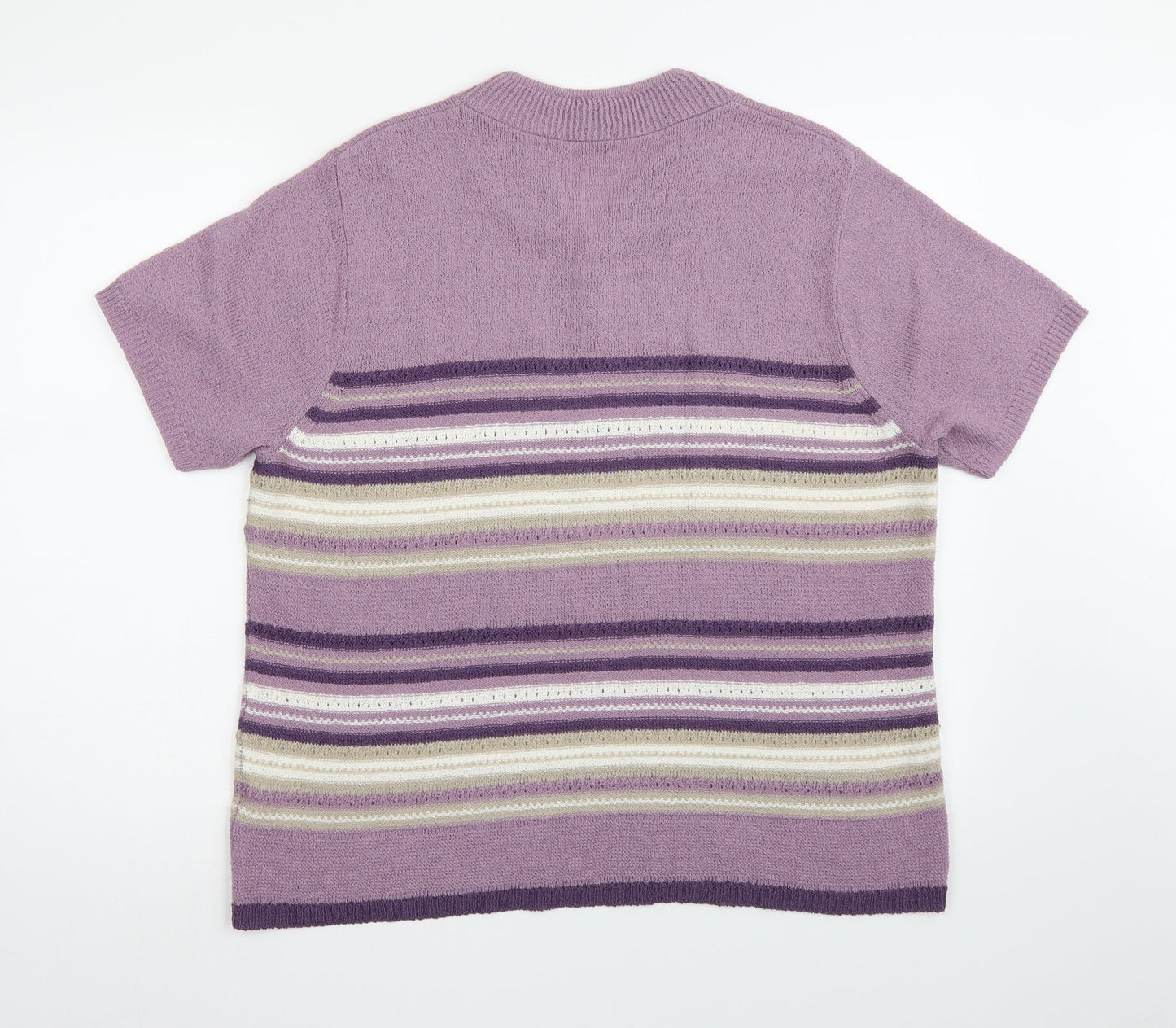 BM collection Womens Purple Striped Knit Pullover Jumper Size L