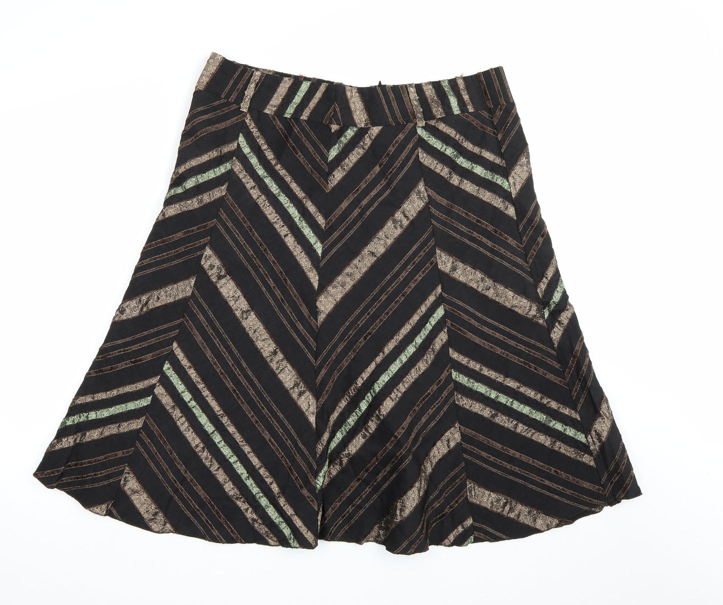 Preworn Womens Brown Striped  A-Line Skirt Size 38 in