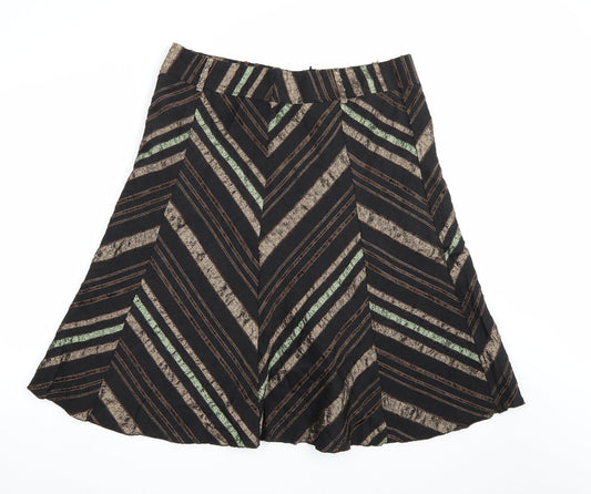 Preworn Womens Brown Striped  A-Line Skirt Size 38 in