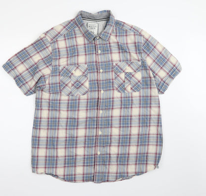 Preloved Boston crew Womens Blue Check  Basic Button-Up Size XL - Front