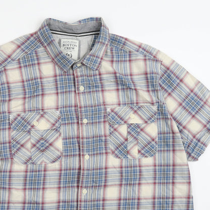 Preloved Boston crew Womens Blue Check  Basic Button-Up Size XL - Detail
