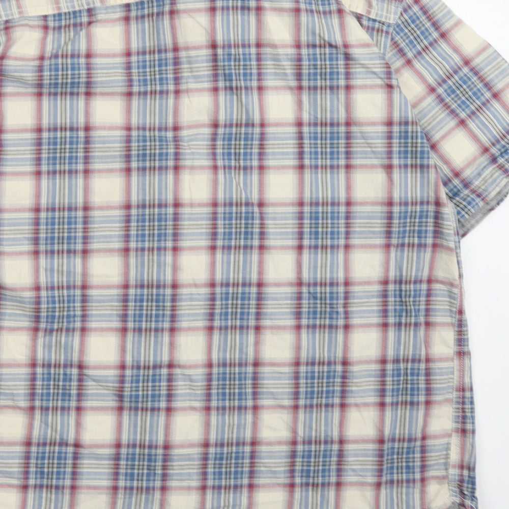 Boston crew Womens Blue Check  Basic Button-Up Size XL