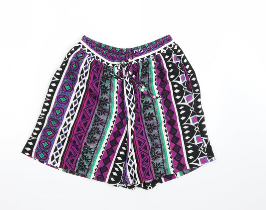 BHS Womens Purple Geometric  Hot Pants Shorts Size S