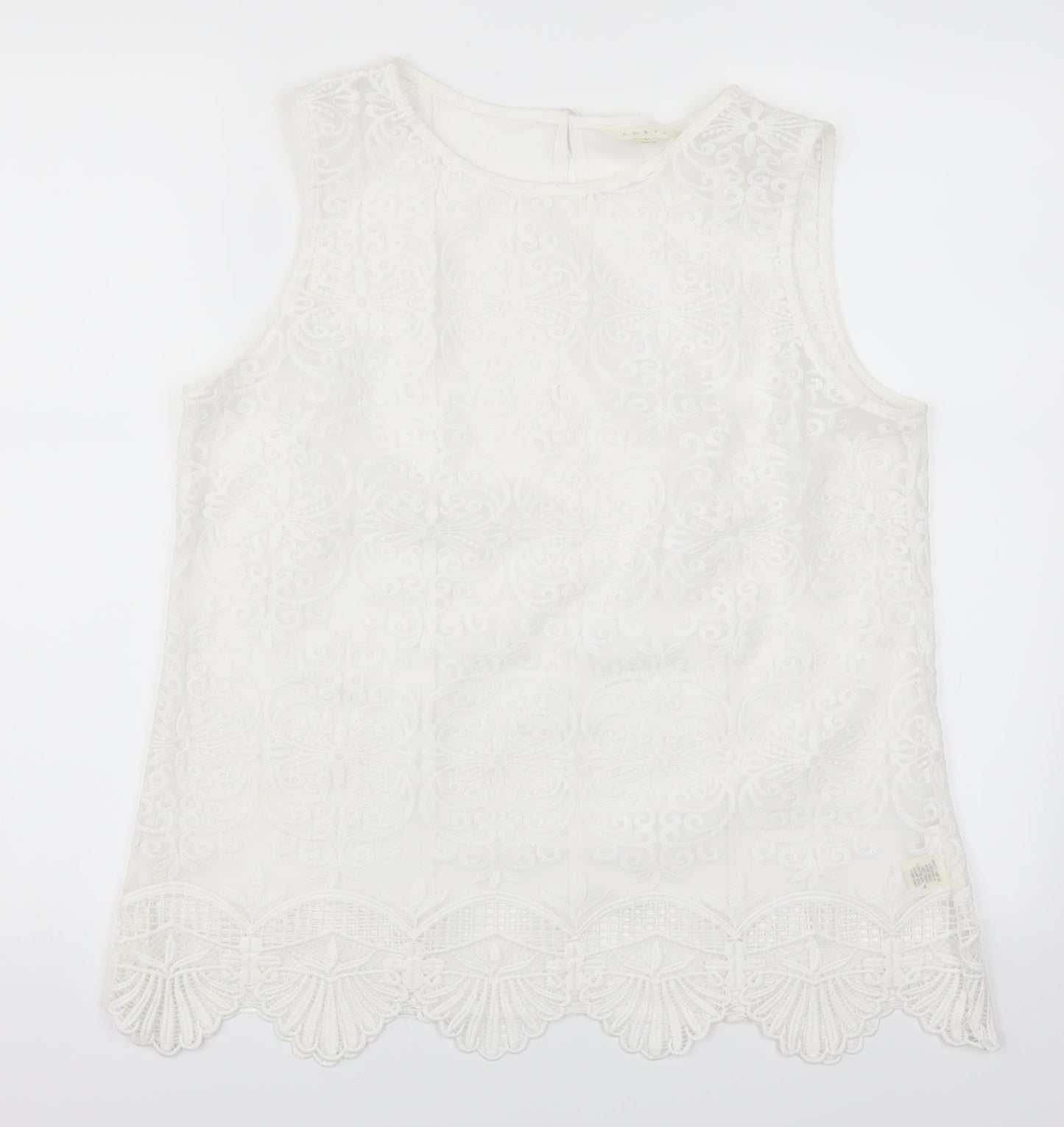 Adiva Womens White  Lace Basic Tank Size L