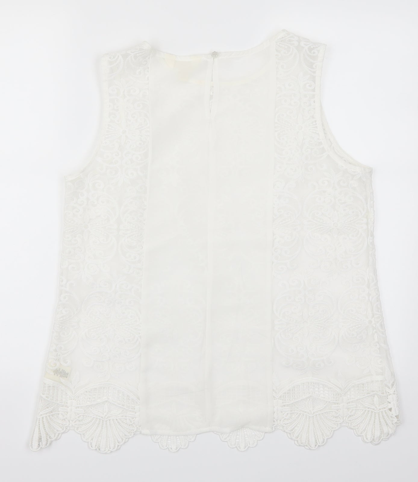 Adiva Womens White  Lace Basic Tank Size L